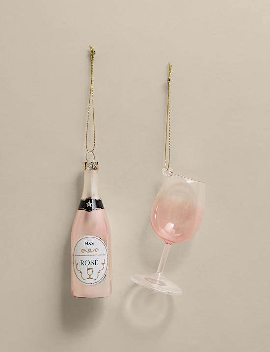 2pk Hanging Ros&eacute; Wine Decorations
