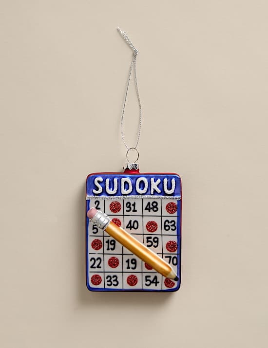 Glass Hanging Sudoku Decoration