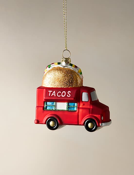 Glass Hanging Taco Truck Decoration