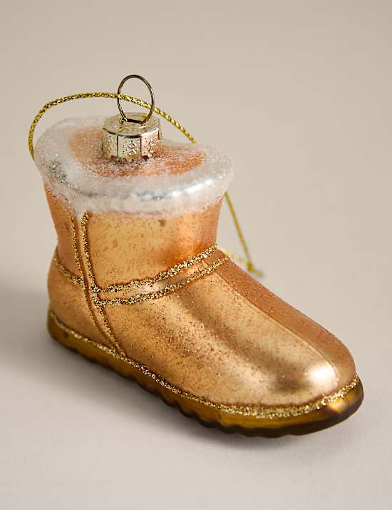 Glass Hanging Winter Boot Decoration