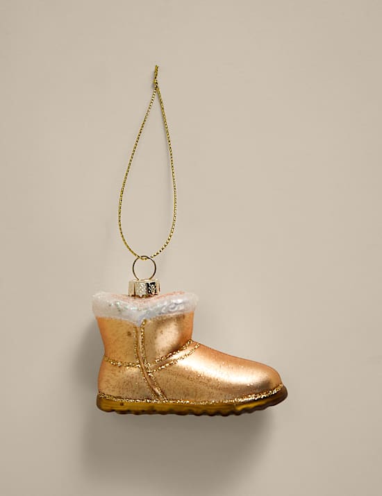 Glass Hanging Winter Boot Decoration