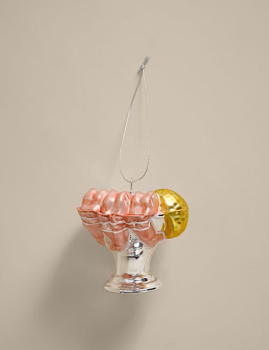 Glass Hanging Prawn Cocktail Decoration