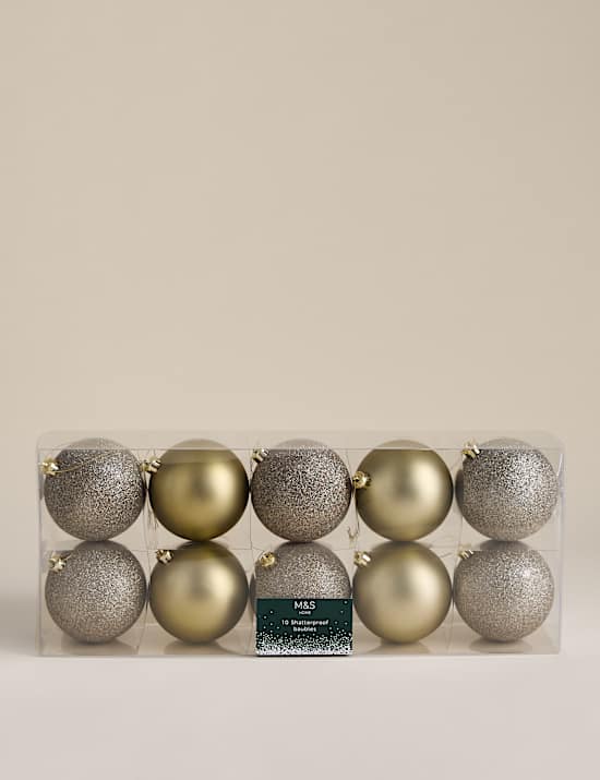 10pk Oversized Shatterproof Baubles