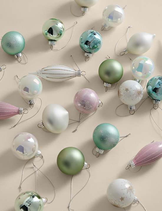 24pk Decorative Glass Baubles