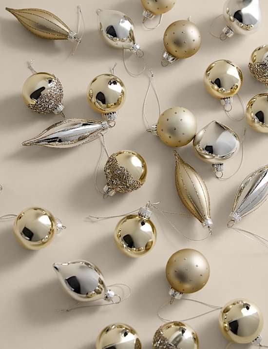 24pk Decorative Glass Baubles