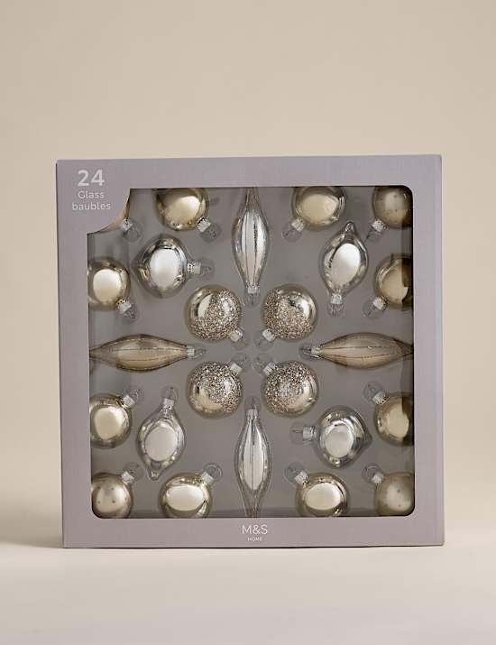24pk Decorative Glass Baubles