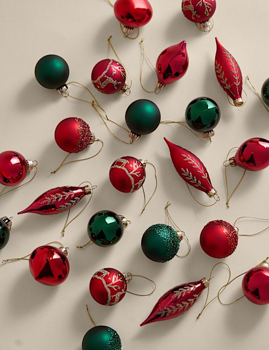 24pk Decorative Glass Baubles