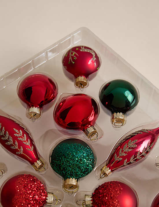 24pk Decorative Glass Baubles
