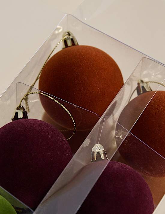 24pk Flocked Shatterproof Baubles