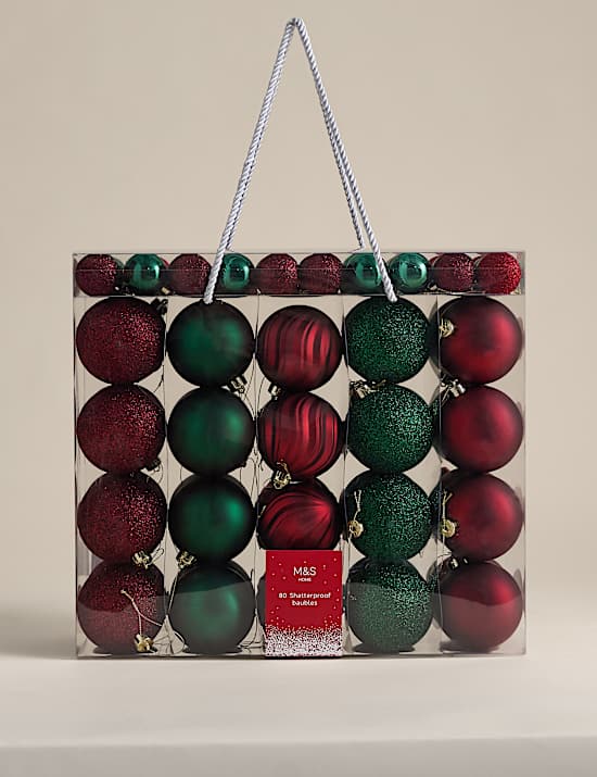 80pk Shatterproof Baubles