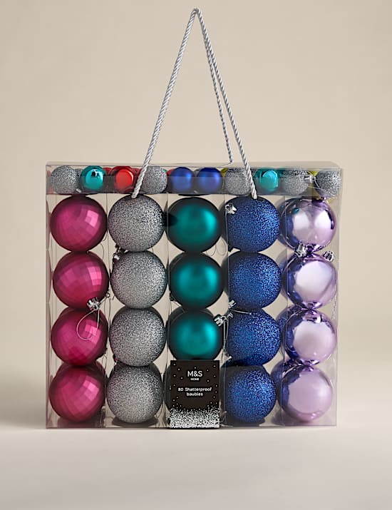 80pk Shatterproof Baubles