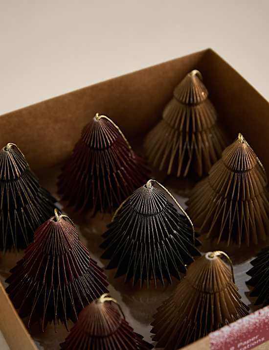 Χάρτινα κρεμαστά στολίδια δέντρο, σετ των 9