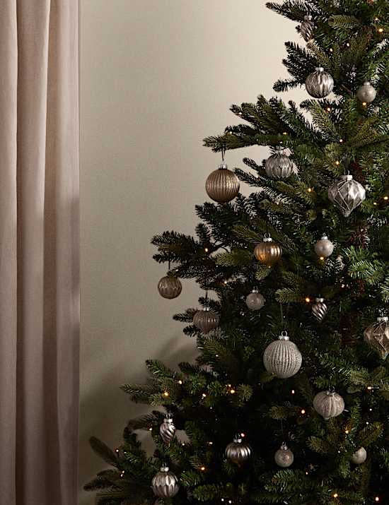 20pk Silver Grey Glass Baubles