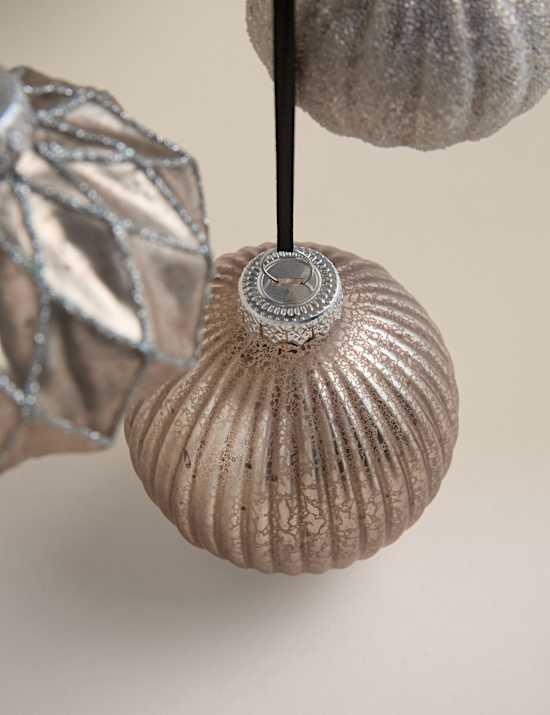 20pk Silver Grey Glass Baubles