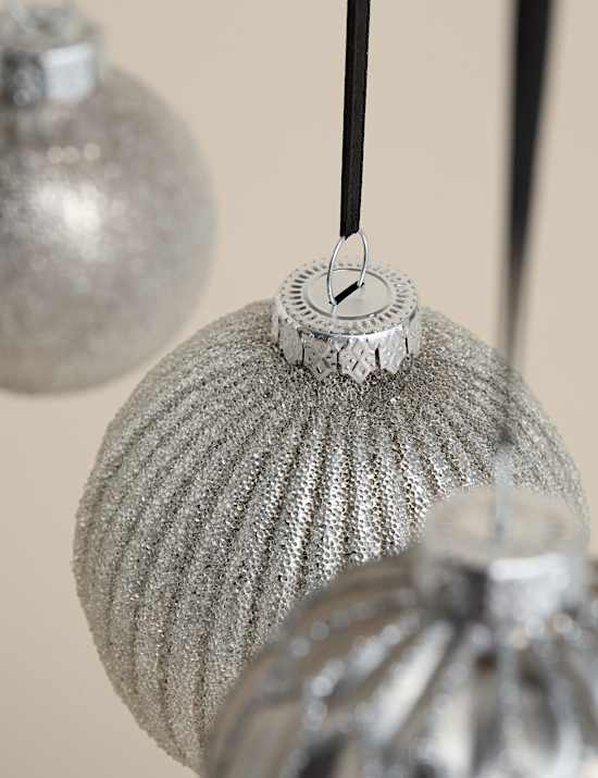 20pk Silver Grey Glass Baubles