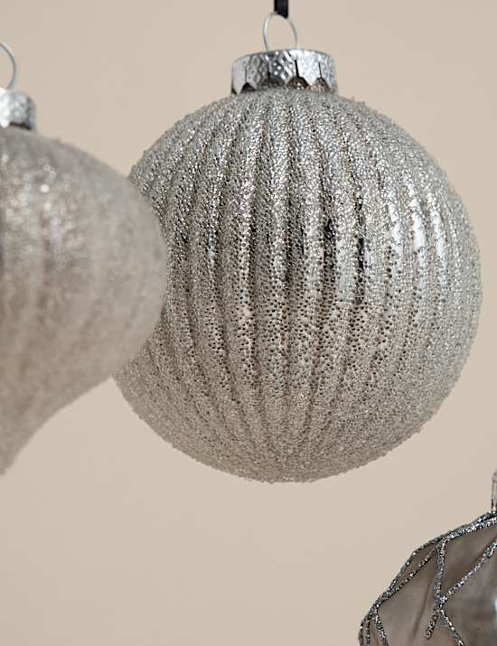 20pk Silver Grey Glass Baubles