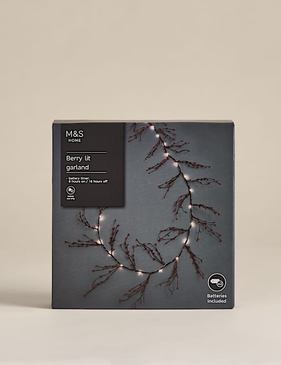 6ft Pre-Lit Berry Garland