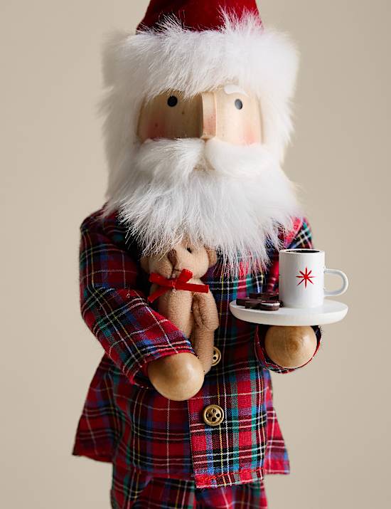 Adorno de cascanueces con diseño de Papá Noel en pijama para habitación