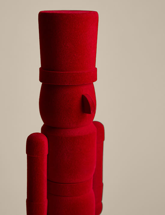 Red Flocked Wood Nutcracker Room Decoration