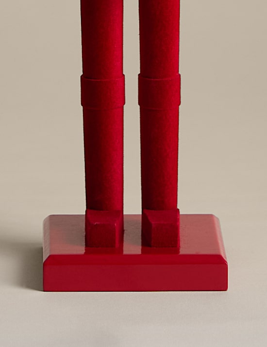 Red Flocked Wood Nutcracker Room Decoration