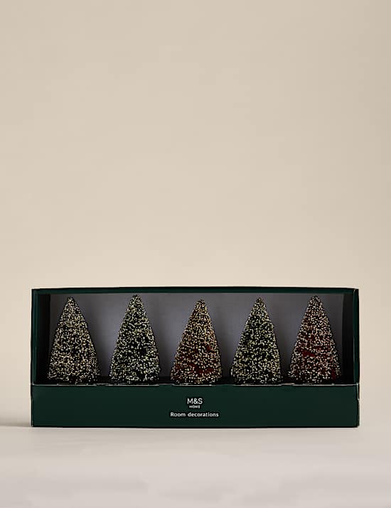 5er-Pack borstige Mini-Bäume als Raumdekoration