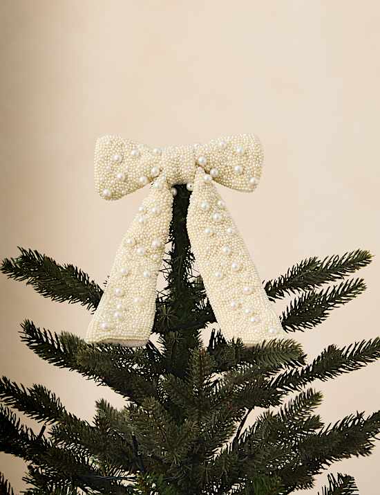 Pearl Beaded Bow Tree Topper