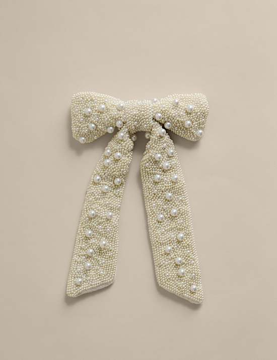 Pearl Beaded Bow Tree Topper