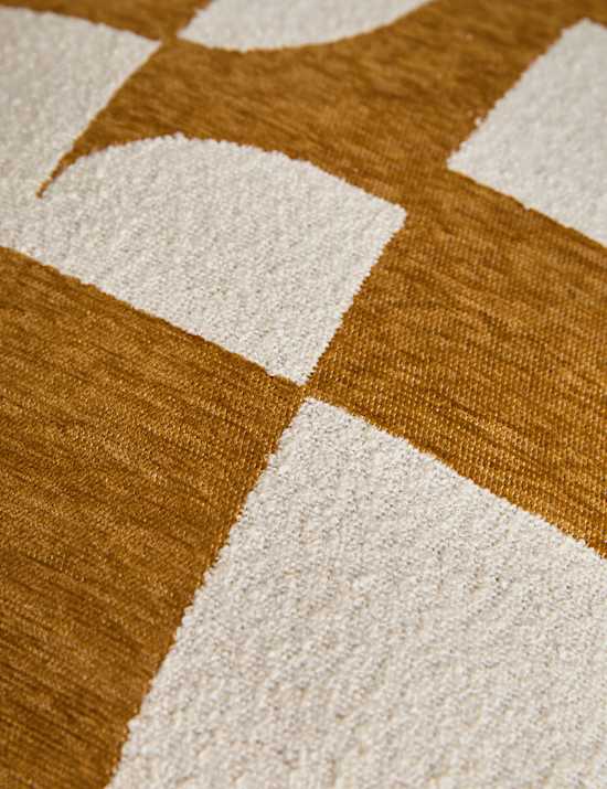 Chenille Geometric Jacquard Fringed Cushion