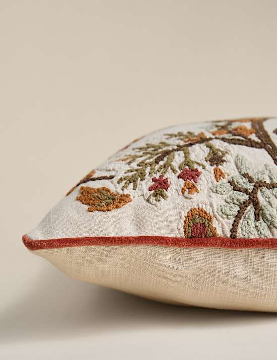 Pure Cotton Floral Embroidered Cushion