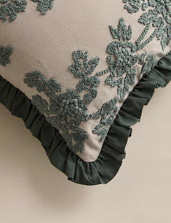 Pure Cotton Floral Embroidered Bolster Cushion