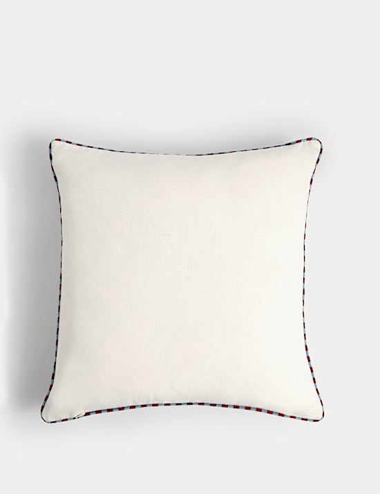 Zuiver katoenen kussen met geborduurd bloemmotief