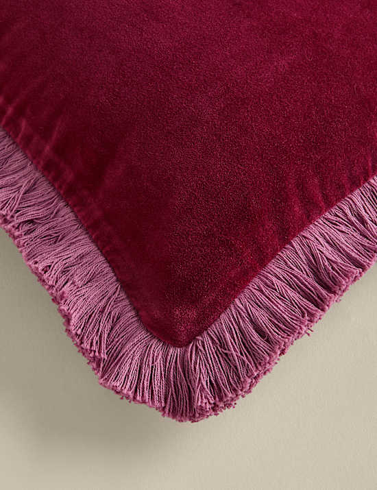 Pure Cotton Velvet Fringe Bolster Cushion
