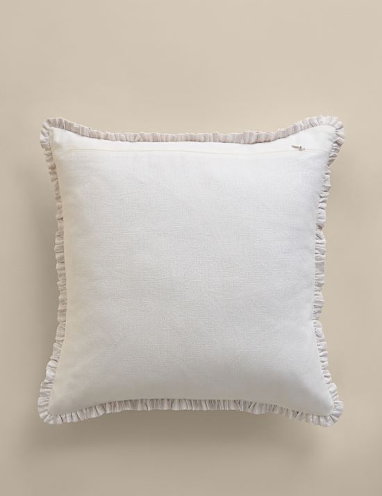 Pure Cotton Broderie Frill Cushion