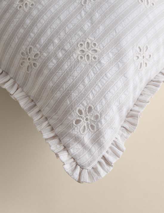 Pure Cotton Broderie Frill Cushion