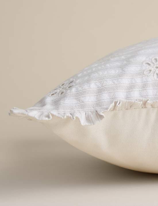 Pure Cotton Broderie Frill Cushion