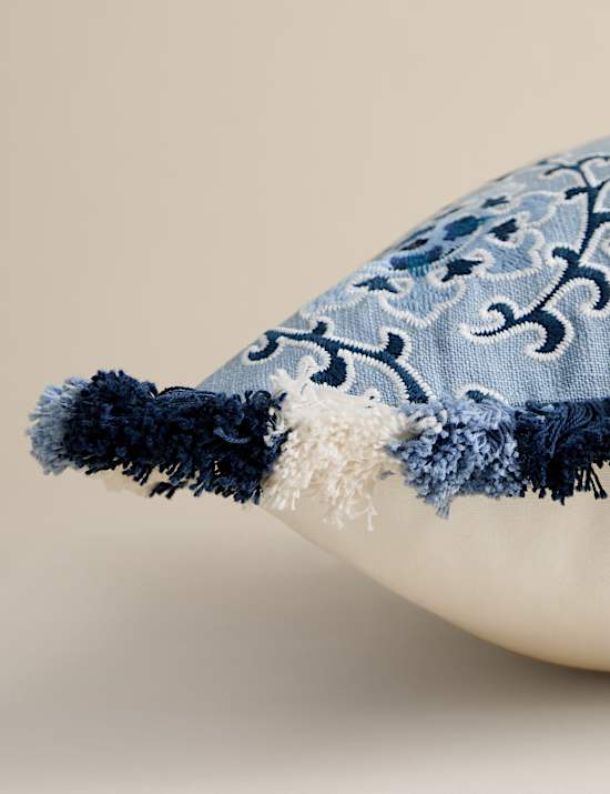 Pure Cotton Coastal Embroidered Cushion