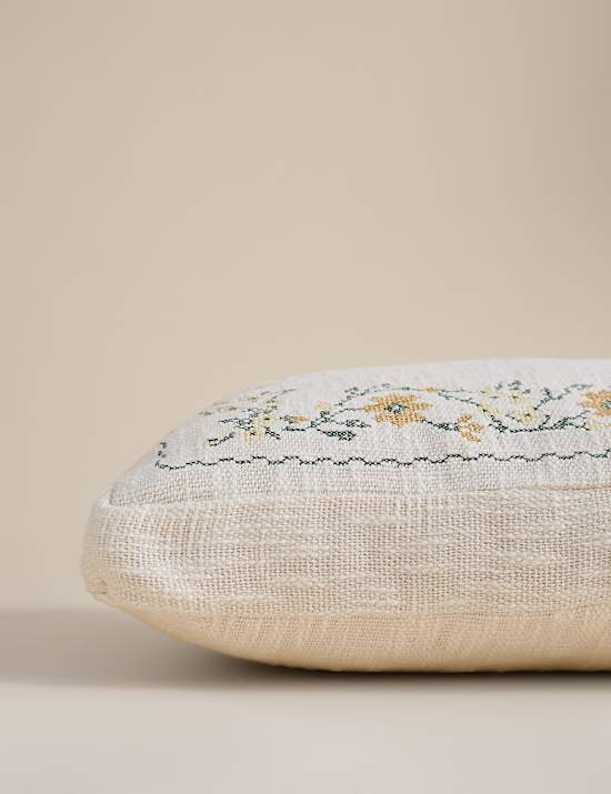 Pure Cotton Floral Stitch Box Cushion