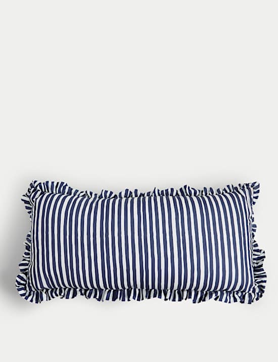 Cotton Rich Striped Bow Bolster Cushion