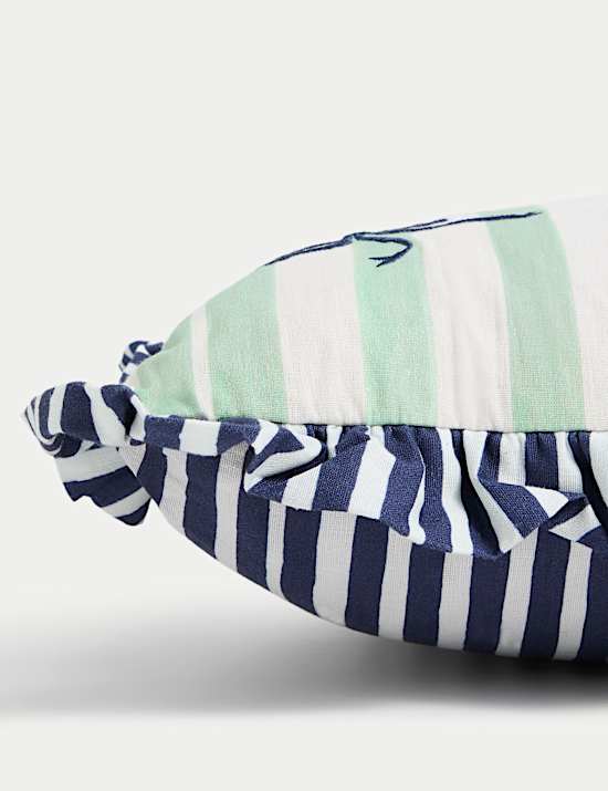 Cotton Rich Striped Bow Bolster Cushion