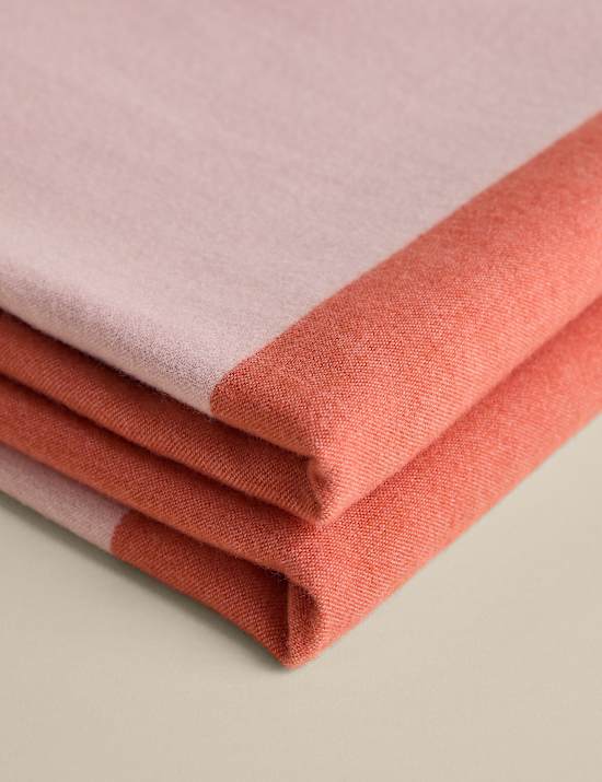 Wool Blend Woven Striped Large Throw