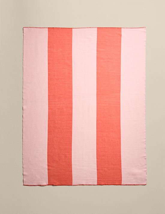 Wool Blend Woven Striped Large Throw