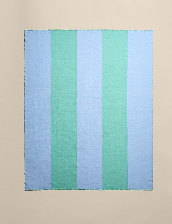 Wool Blend Woven Striped Large Throw