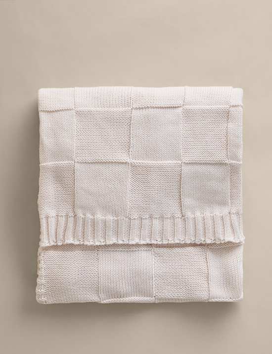 Knitted Checkerboard Large Throw
