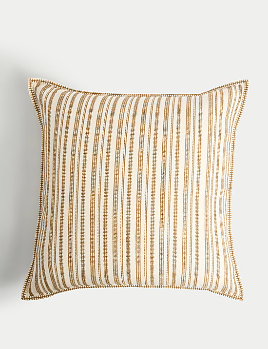 Pure Cotton Striped Embroidered Cushion