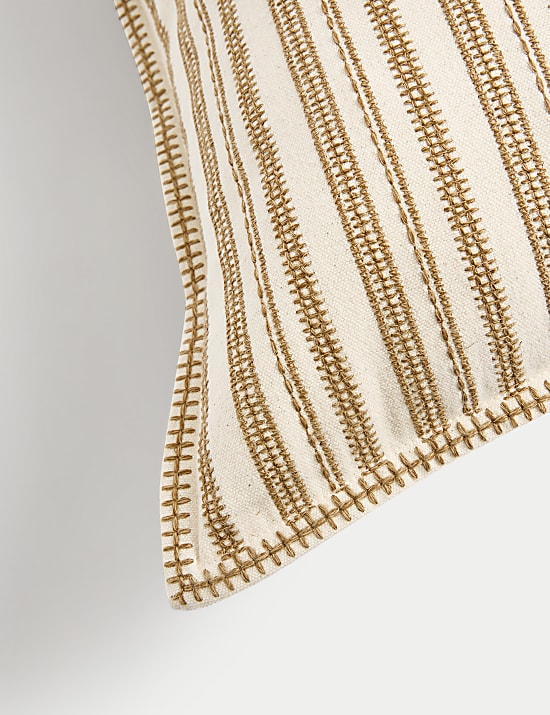 Pure Cotton Striped Embroidered Cushion