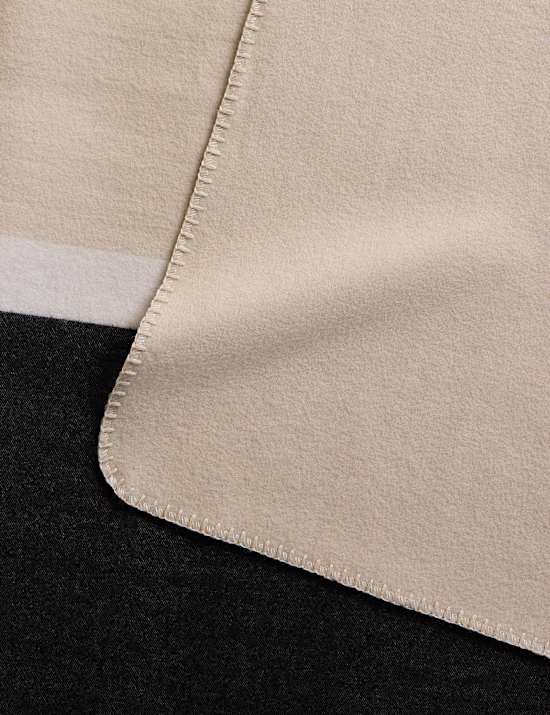 Wool Blend Colour Block Brushed Throw