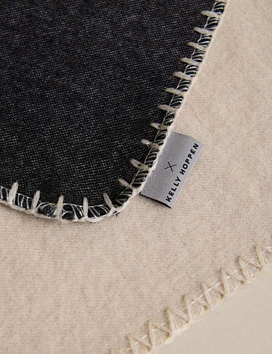 Wool Blend Colour Block Brushed Throw