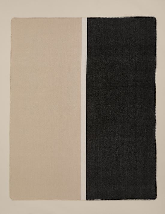 Wool Blend Colour Block Brushed Throw