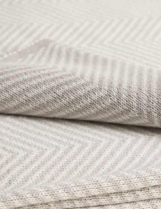 Pure Cotton Chevron Knitted Throw