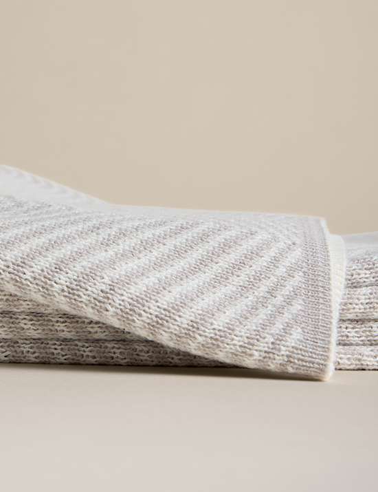 Pure Cotton Chevron Knitted Throw